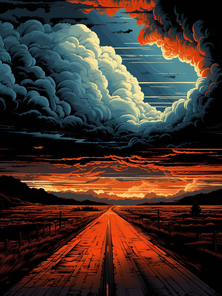 暴风雨前夕数字油画手绘画画diy填充色油彩画解闷减压手工添色画