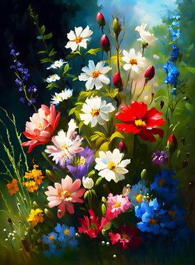 花园多年生花卉数字油画深圳发货
