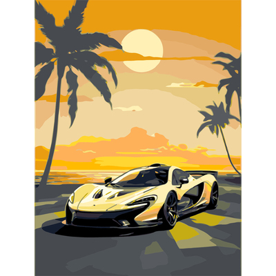迈凯伦 P1 GTR  日落数字油画DIY填充汽车手工画挂画填色手绘高级