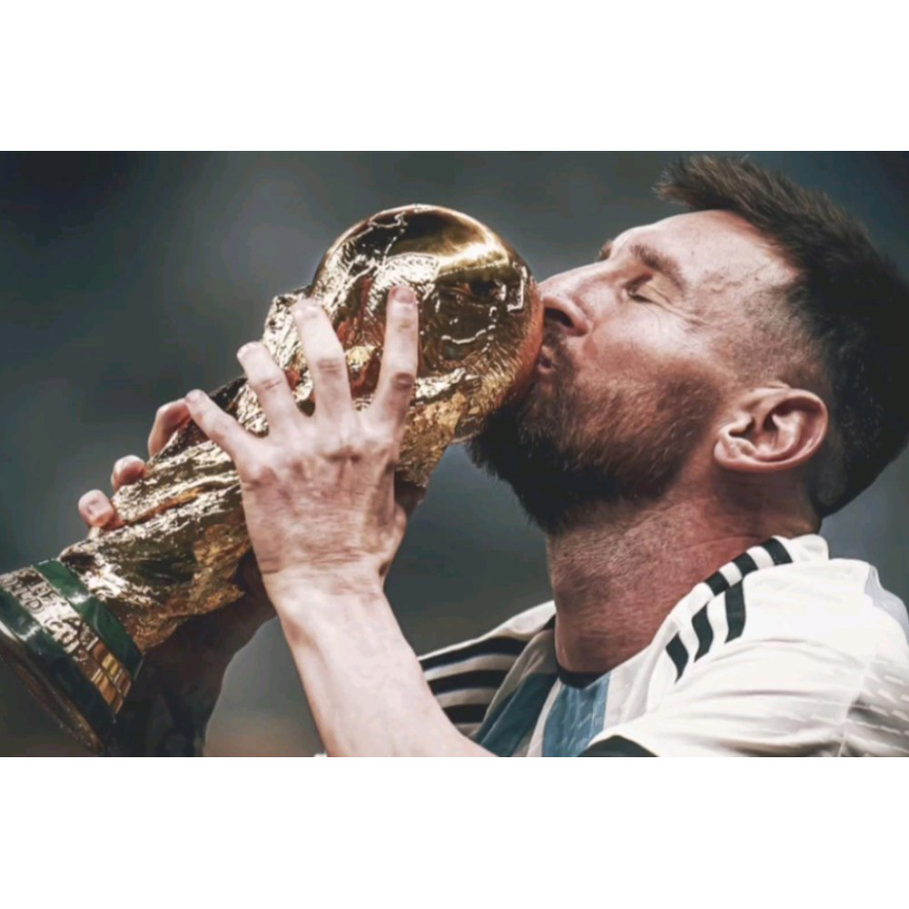 梅西亲吻大力神杯diy数字油画丙烯画填色手绘深圳24小时发货