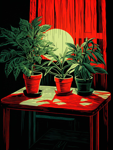 屋内绿植diy数字油画高级填色涂绘打发时间手工丙烯挂画包邮