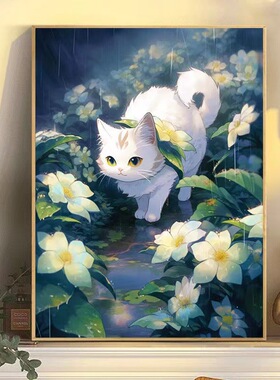 Cool28小猫咪DIY数字油画丙烯画填色手绘深圳