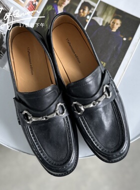 会员福利 | 通勤复古手工水洗马皮小皮鞋马衔扣平底乐福鞋女