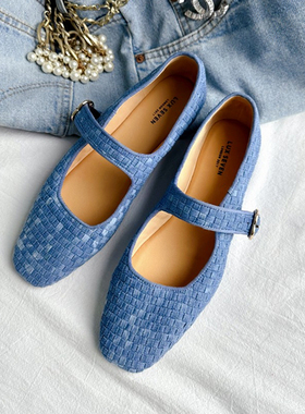 17号的下午| 文艺复古 柔和治愈 编织法式方头一字带玛丽珍鞋女