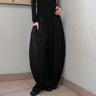 黑色西装裤女春秋季2025新高腰直筒宽松休闲高级感垂感阔腿弯刀裤
