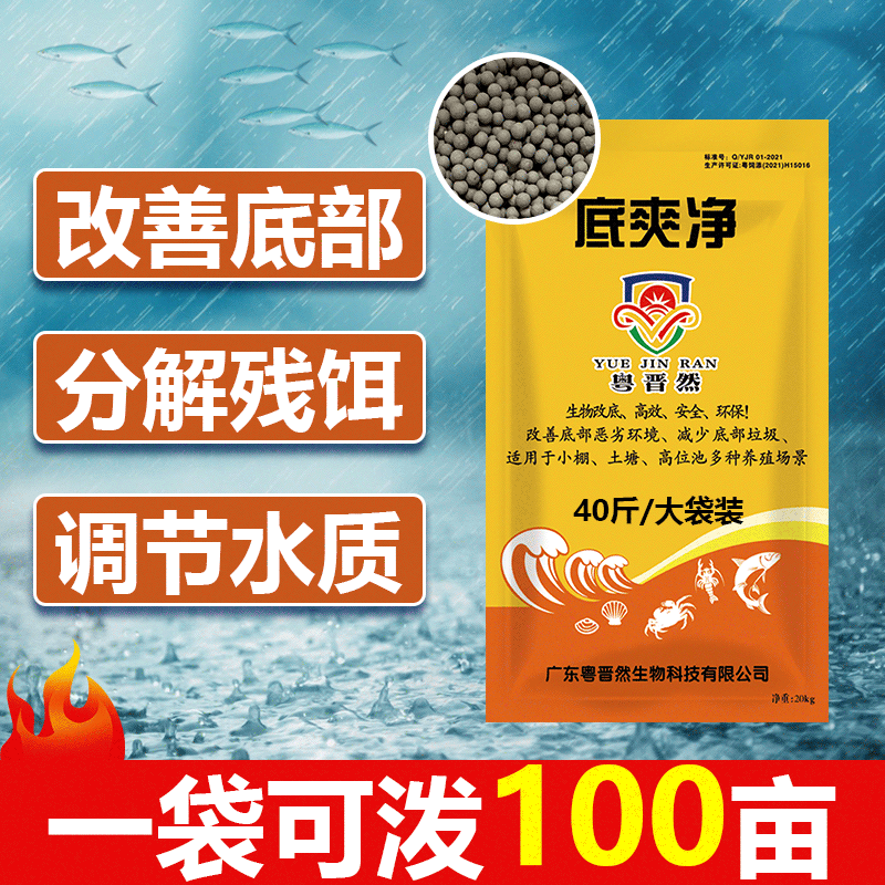 粤晋然底爽净生物改底除鱼虾蟹底部臭底臭泥分解水产养殖残饵粪便