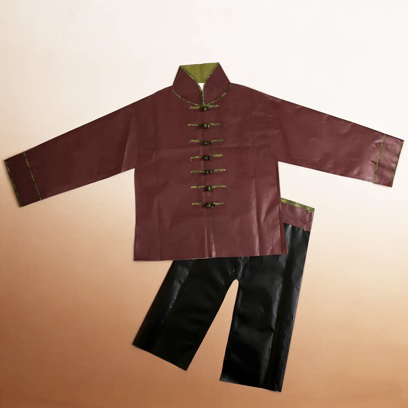 中式套装纸衣服唐装斜襟套装