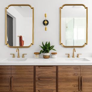 复古浴室装饰镜欧式异形卫浴镜LED法式化妆镜卧室斜靠梳妆台镜子