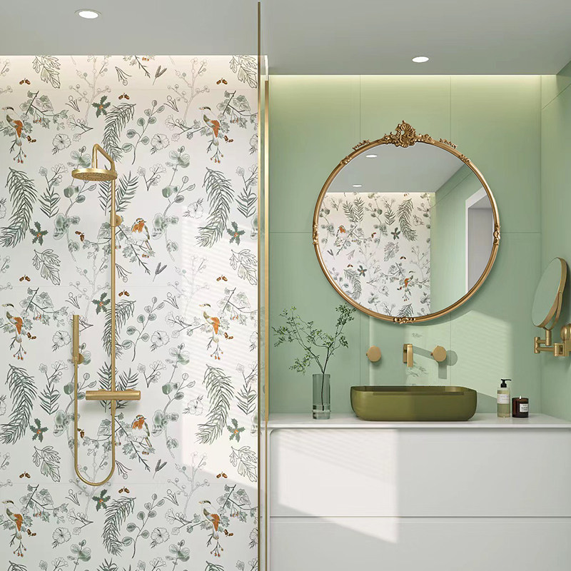 欧式雕花防雾led智能浴室镜轻奢圆形高级壁挂化妆镜玄关壁挂镜子