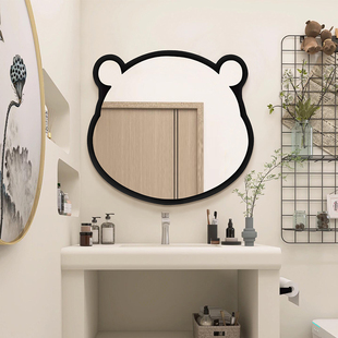 创意儿童房可爱装饰镜异形不规则led壁挂小熊卫浴镜高级化妆镜子
