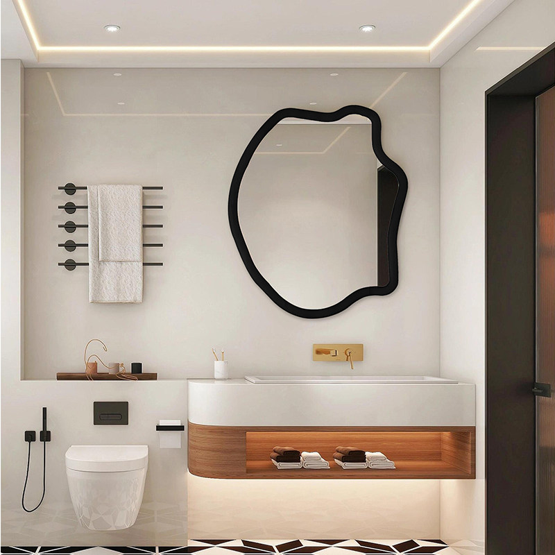 北欧极简ins风卧室异形化妆镜不规则轻奢梳妆镜创意led智能壁挂镜