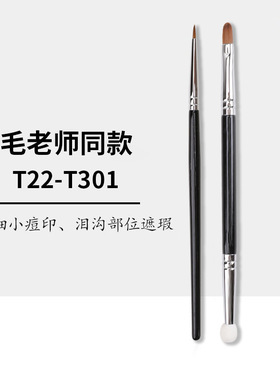 T301双头遮瑕刷毛老师同款海绵圆头泪沟黑眼圈眼部细节扁头化妆刷