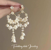 超仙法式 复古花朵流苏耳环女轻奢高级感小众设计气质耳坠耳饰耳夹