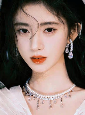 鞠婧祎同款项链超闪流苏珍珠颈链