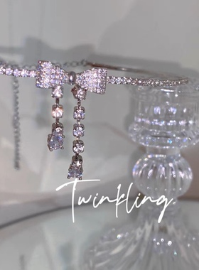 颈链轻奢小众蝴蝶结闪钻项链