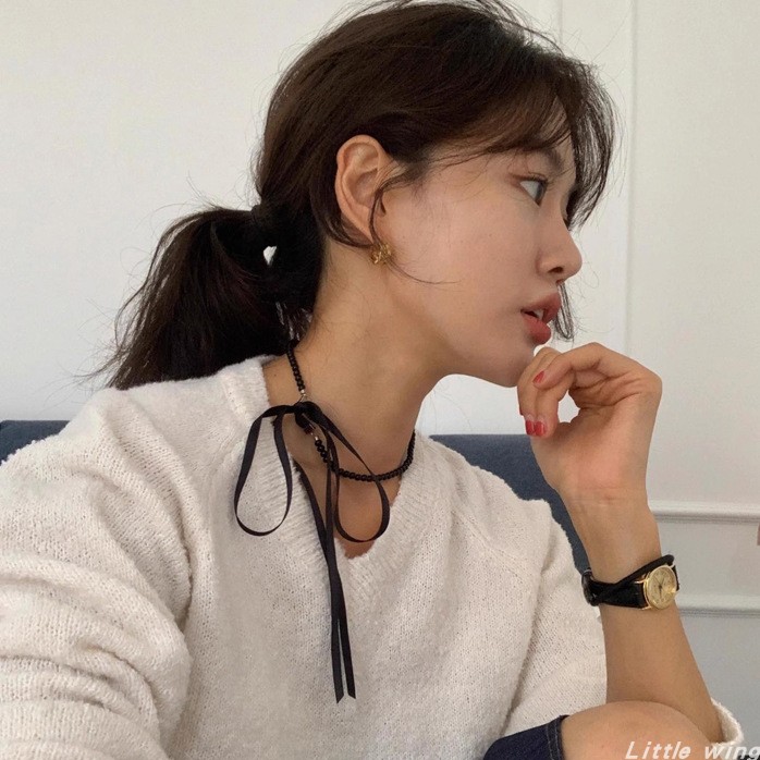 女韩国ins丝带蝴蝶结项链