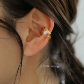 女 日本日系 单只价 仿珍珠 耳骨夹 甜美优雅 交叉线条