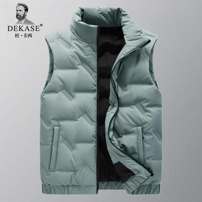 Dekase 休闲 羽绒马甲男秋冬宽松大尺码无袖羽绒服保暖立领男士外