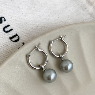 耳环气质耳钉耳饰女 灰色清冷感珍珠韩版 2025夏季 简约冷淡风通勤款