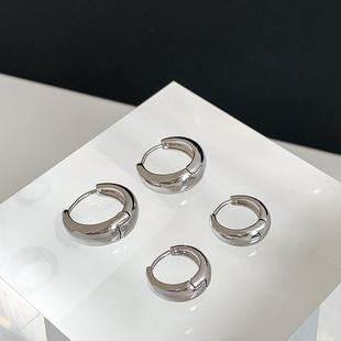 简约ins冷淡风光面金属小圈圈耳环银色水滴时髦耳饰潮酷个性 通勤