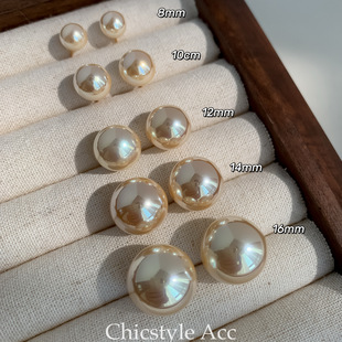 轻奢高亮强光正圆经典 法式 9折 戴妃珍珠耳环耳钉气质耳饰 新品