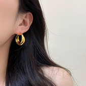 欧美ins小众简约设计耳圈金属圈圈交叉高级感潮人耳环气质耳饰女