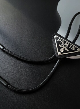 日韩时尚个性三角形波洛领结领带潮人款领绳黑色bolo tieT恤饰品