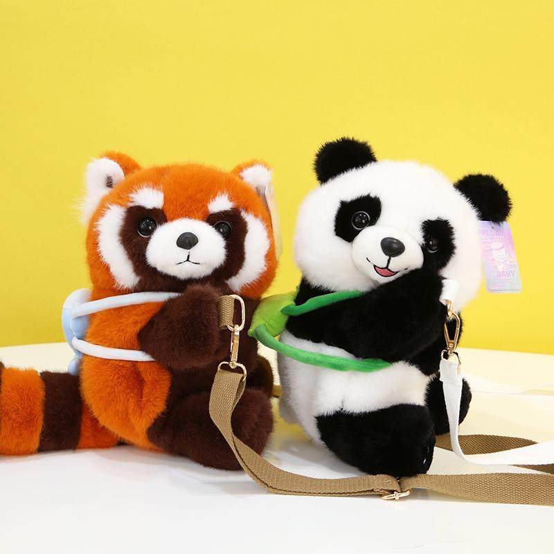 价新品仿真浣熊熊猫公仔背包毛绒玩具创意双肩包玩偶零钱包礼物批