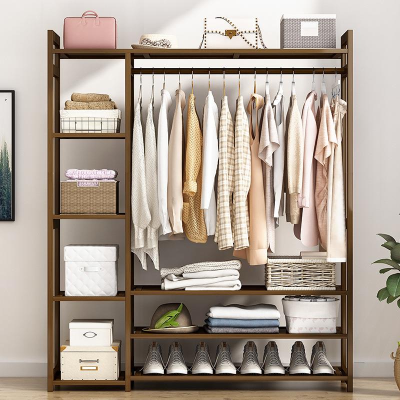 简易挂衣架落地式家用晾衣服架子卧室内简约现代实木省空间衣帽架