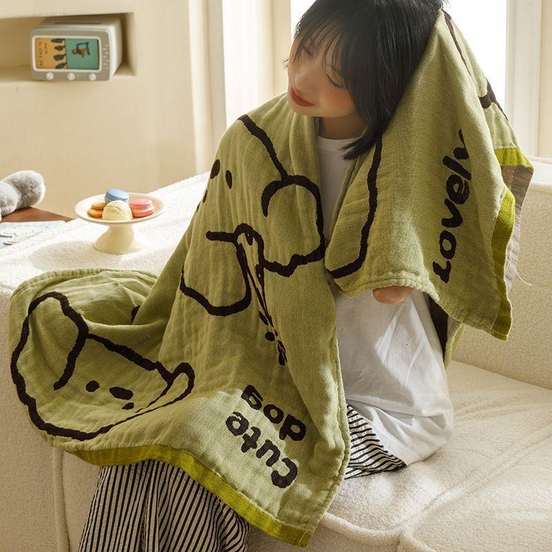 卡通全纯棉浴巾四层纱布棉麻吸水吸汗大毛巾洗浴巾午睡休闲薄毯子