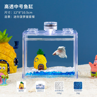 辣椒蟹专用缸生态缸迷你辣椒蟹躲避屋桌面微景观懒人宠物小螃蟹