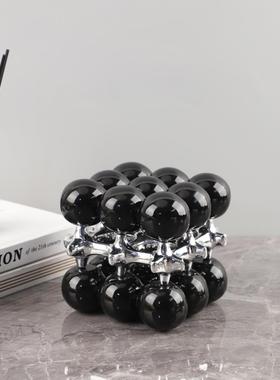 现代简约几何立方体珠点圆球艺术摆件客厅卧室玄关酒店家居装饰品