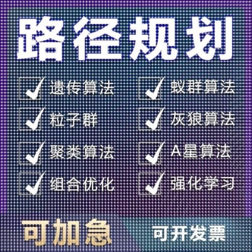 matlab路径规划遗传蚁群粒子群算法代做Python强化学习多目标优化