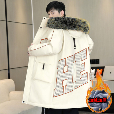 冬季13青少年中长款羽绒服男孩14初高中学生15岁大童加绒加厚外套