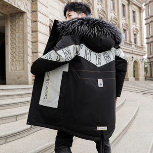 冬季青少年棉衣外套男孩中长款潮牌羽绒服初高中学生大童加厚棉袄