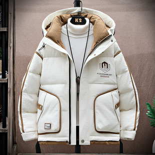 潮牌羽绒服男冬季 连帽外套加厚保暖青少年冬天防寒服棉衣 2025新款