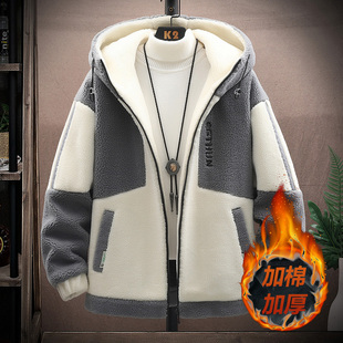 羊羔毛加厚外套12岁男孩13初中学生14颗粒绒冬天棉服15大童秋冬装