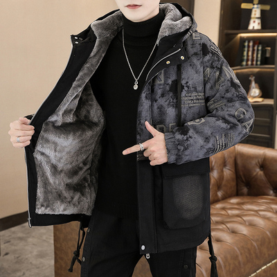 牛仔外套男士秋冬季新款潮流高级感保暖羽绒服潮牌加绒加厚派克服