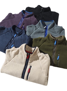 户外运动风巴家塔家抓绒衣男女羊羔绒立领拉链开衫保暖外套 pata