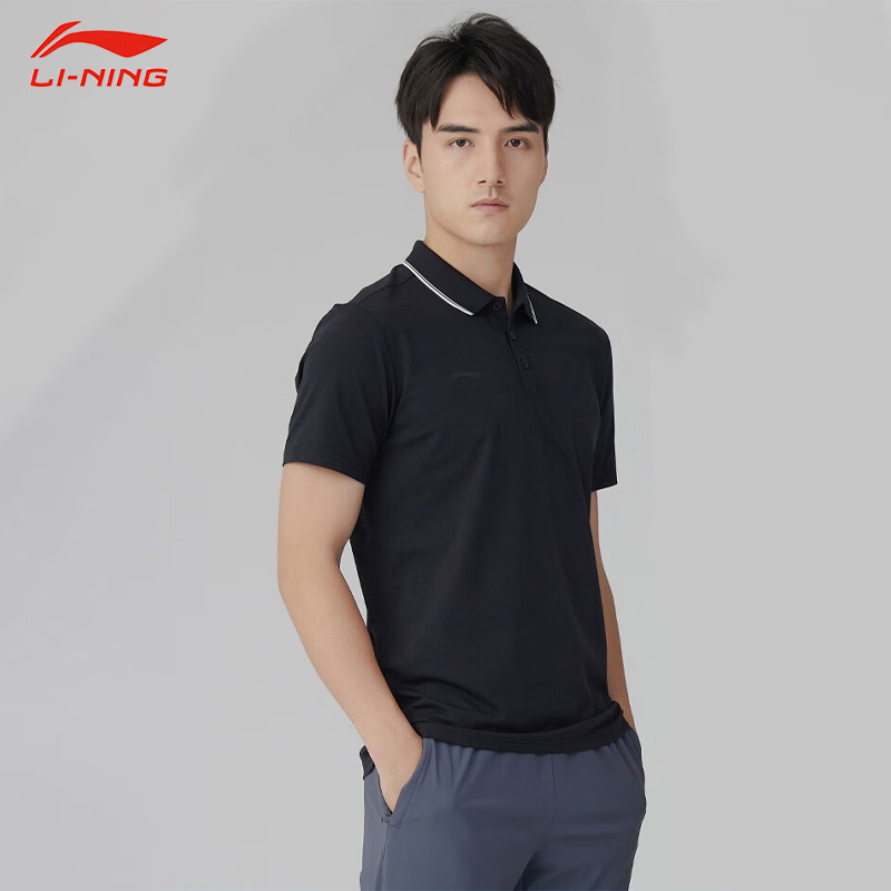 李宁夏季健身系列运动POLO衫时尚翻领商务风休闲短袖男款APLT079