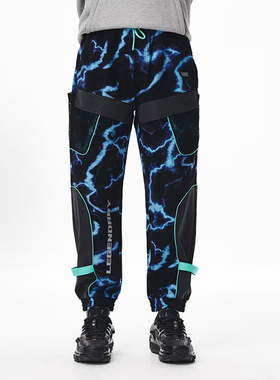 李宁夏季LNG未来玩家系列闪电数满印运动长裤男女同款FHBB016