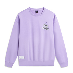 李宁韦德圣诞系列男子加绒保暖休闲舒适圆领宽松套头卫衣AWDU655