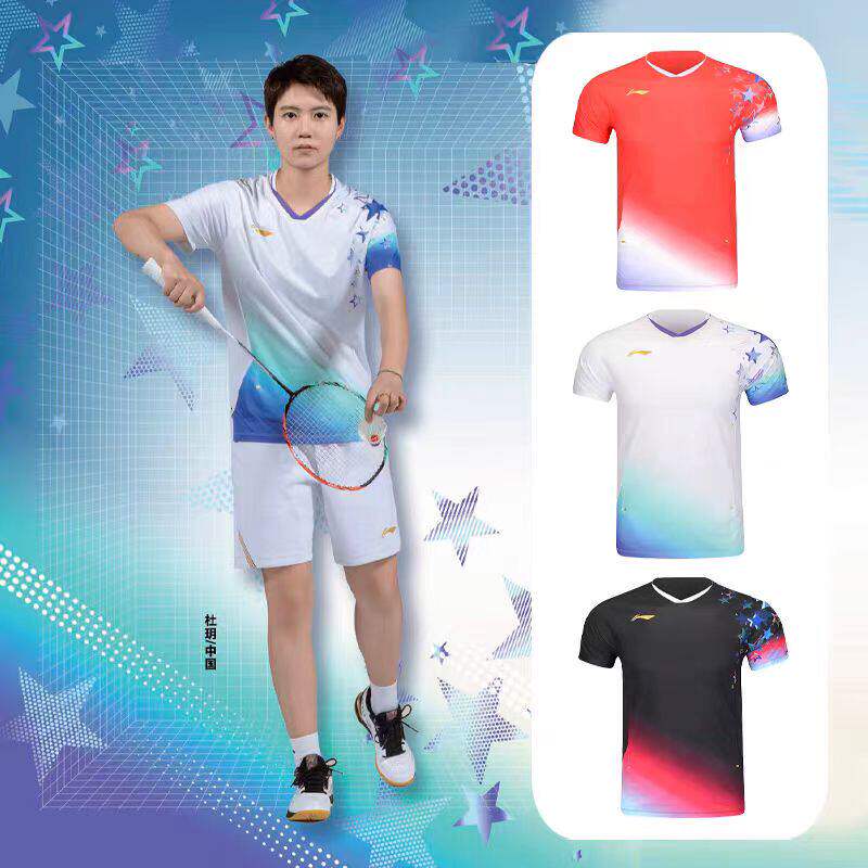 李宁羽毛球系列大赛服女子速干透气运动训练V领短袖T恤AAYV030