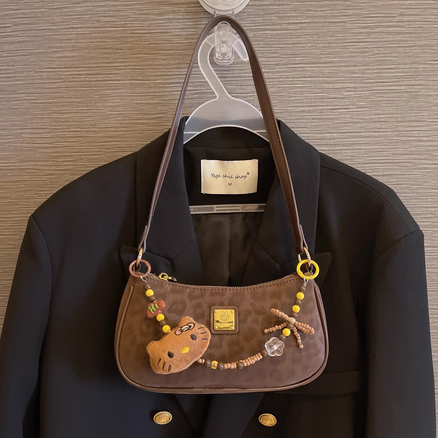 高级感美式豹纹kitty腋下包