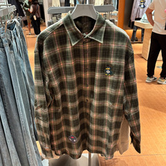 WLJZWFJTUR 2025秋季新款男装休闲百搭宽松长袖格子衬衫UUV250017