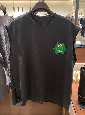 WLJZWFJTUR男装夏季新款时尚休闲百搭无袖怪兽宽松背心UML432080