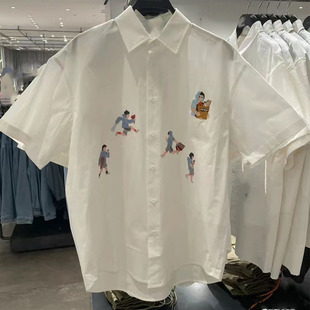 WLJZWFJTUR男装2025夏季新款时尚休闲百搭印花宽松衬衫UMV232017