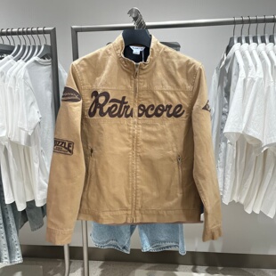 WLJZWFJTUR男装夹克秋季新款水洗做旧拉链绣花夹克外套UUV150023