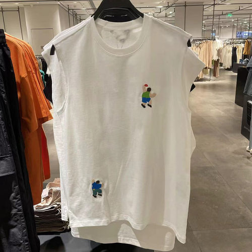 潮牌男装无袖纯棉刺绣背心