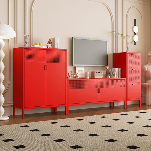 多巴胺奶油风钢制电视柜客厅家用